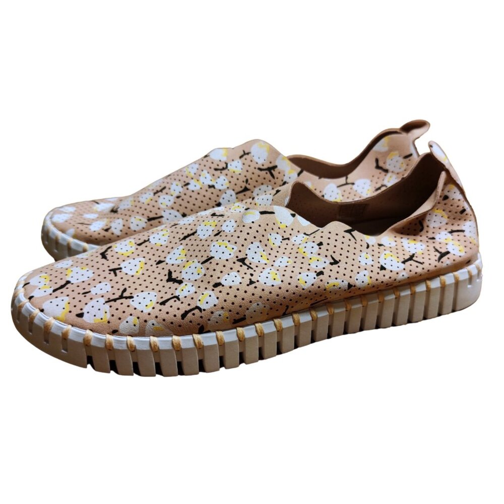 Ilse Jacobsen Perforated Women's Slip-On Shoes Printed Tulip Size 11 Adobe Rose